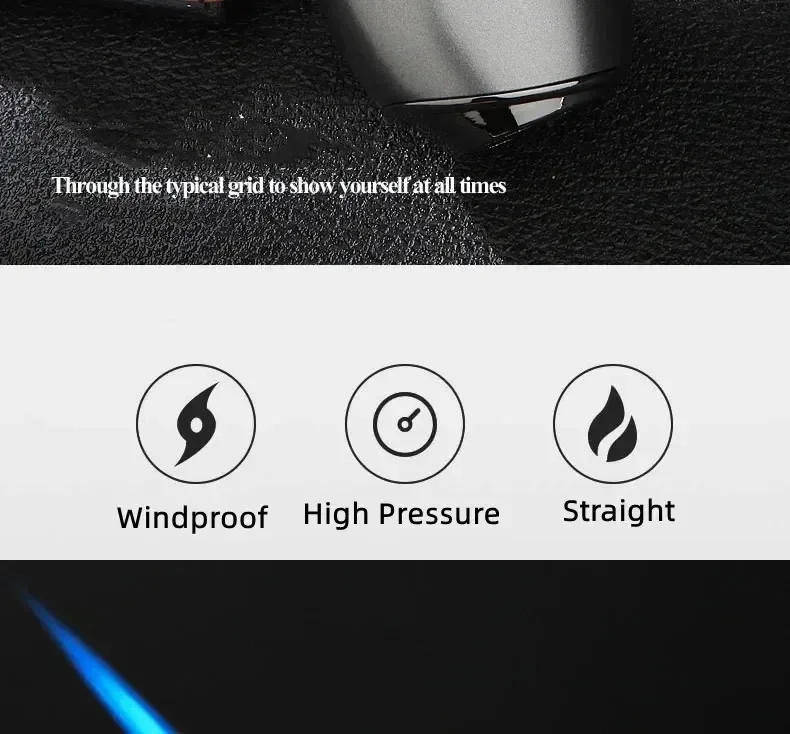 Description Picture 3 of itemNew JOBON Metal Butane Gas Lighter Windproof Blue Flame Jet Torch Lighter Turbo Jet Cigar Lighters BBQ Jewelry Welding Gun Gifts