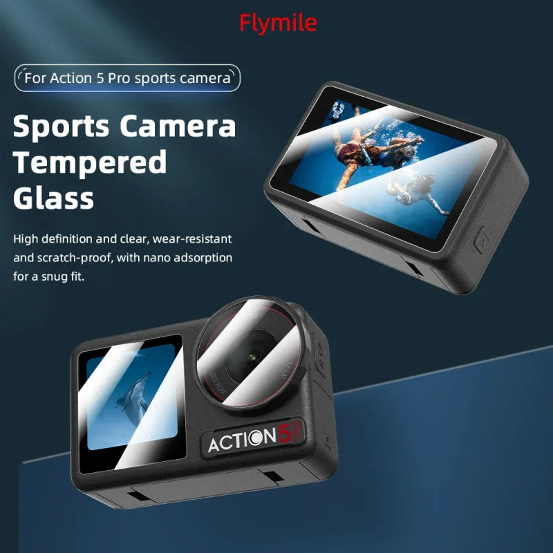 Description Picture 2 of itemFlymile Tempered Film For DJI Osmo Action 5 Pro Ultra-HD Camera Screen Anti-Scratch Film Action Camera Protective Accessories