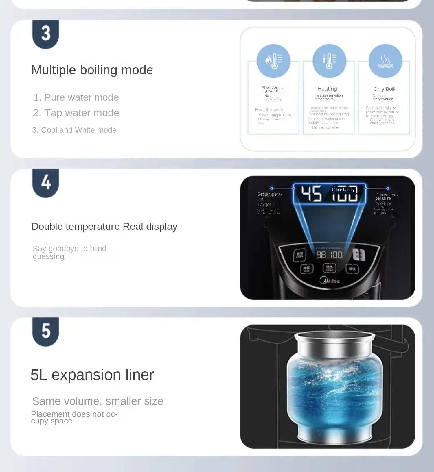 Description Picture 3 of item220V Midea Electric Kettle, Hot Water Dispenser with Temperature Control, One-button Start for Home