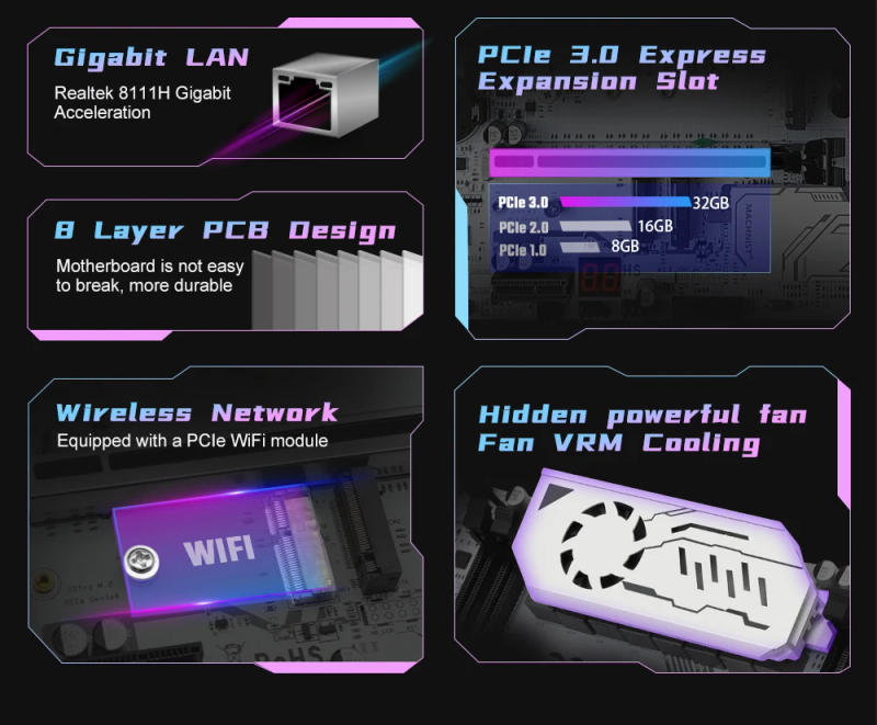 Description Picture 5 of itemMACHINIST X99 K9 Motherboard Set LGA 2011-3 Kit Xeon E5 2670 V3 CPU Processor 16GB 2400MHz ECC DDR4 RAM Memory M.2 NVME WIFI 3.0