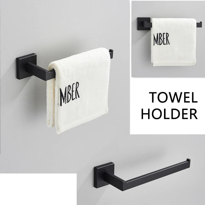 Description Picture 5 of itemMatt Black Bathroom Hardware Set Kit Accessories Wall Shelf Towel Bar Rack Rail Robe Hanger Toilet Brush Roll Paper Holder Dish