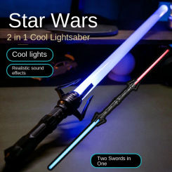 2pcs 2 in 1 Laser Sword Red and Blue Double Swords Transform Into Children's Gift Role Playing Glowing Weapons Home Decoration