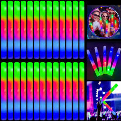 10/100Pcs LED Glow Sticks Bulk Colorful RGB Glow Foam Stick Cheer Tube Dark Light For Xmas Birthday Wedding Party Supplies