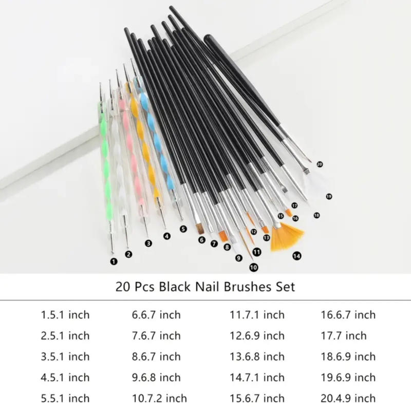 Description Picture 5 of item20Pcs Pro Nail Art Drawing Dotting Polish Makeup Pen Brushes Set Manicure Tool - Blending Foundation Powder Blush Concealers Hig