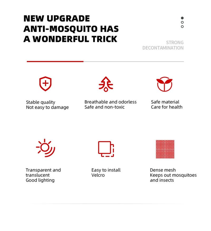 Description Picture 4 of itemEROCACA Black Insect Window Screen Mesh,Indoor Anti Fly Curtain Tulle Summer Invisible Anti-Mosquito Removable Washable Net