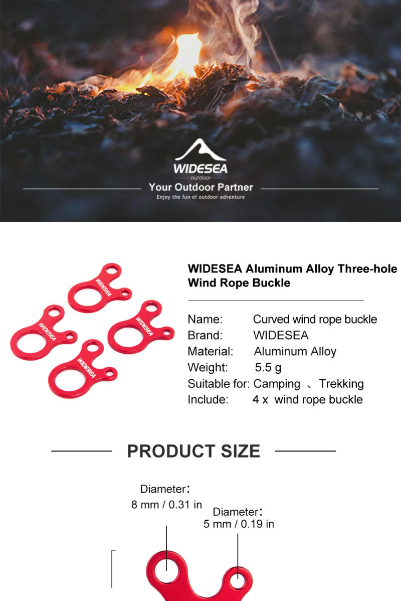 Description Picture 2 of itemWidesea 4pcs Camping Hiking Tent Wind Rope Buckle Adjustable Aluminium Alloy Cord Buckles Equipment Outdoor Tents Accessory