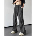 Quick-drying Cargo Parachute Pants Men Summer Thin American Hiphop Streetwear Loose Straight Mopping Pants Overalls Men's