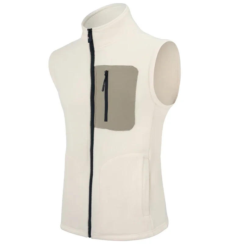 Description Picture 4 of itemMen Autumn Winter Outdoor Polar Fleece Vest Pure Color Multiply Pockets Vest Jacket Thick Warm Cold-Proof Vesty Dropshipping