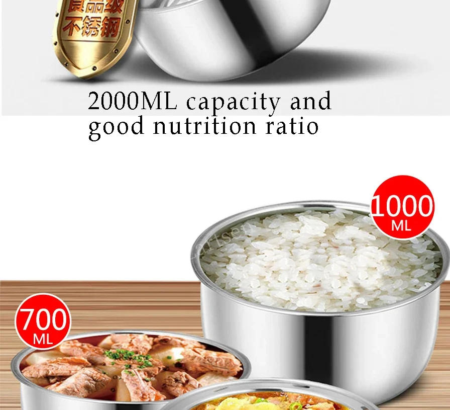 Description Picture 6 of itemMini Electric Rice Cooker Stainless Steel 2/3 Layers Steamer Portable Meal Thermal Heating Lunch Box Food Container Warmer