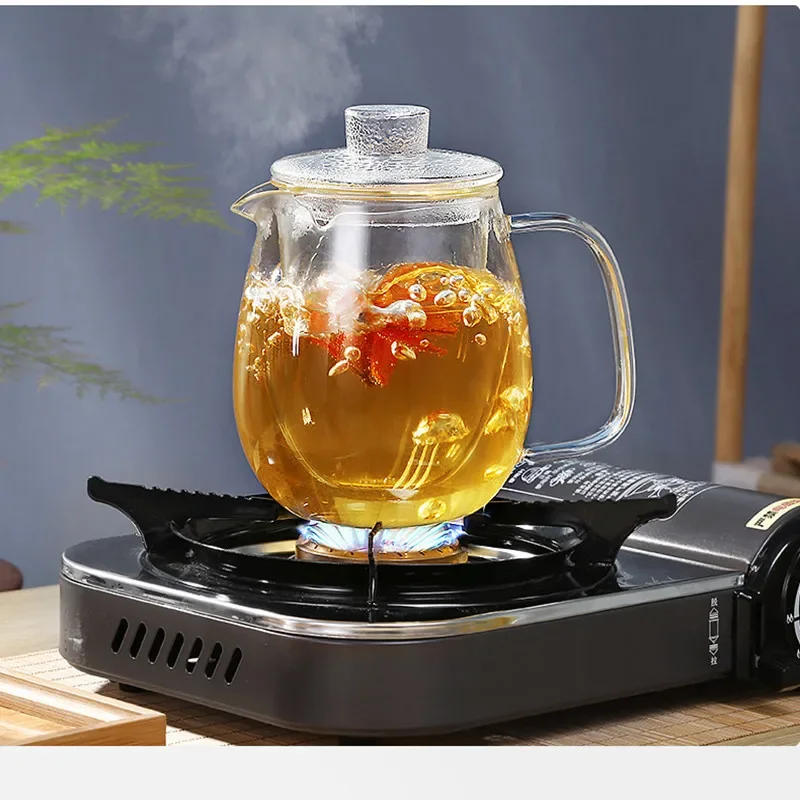 Description Picture 4 of itemHousehold Teaware Glass Teapot for Stove Heat Resistant High Temperature Explosion Proof Tea Infuser Milk Rose Flower Tea Set