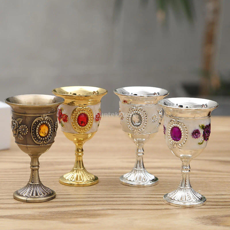 Description Picture 2 of item30ml Wine Glasses Vintage Chalice Medieval Goblet Wedding Handcraft Engraved Metal Wine Cup For Bar Home Decor