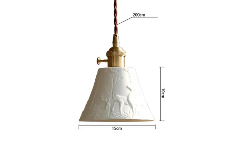 Description Picture 6 of itemModern Ceiling Pendant Light Rustic Ceramic Lampshade Bedroom Hanging Lamp Kitchen Island Loft Decoration Home Suspension Design