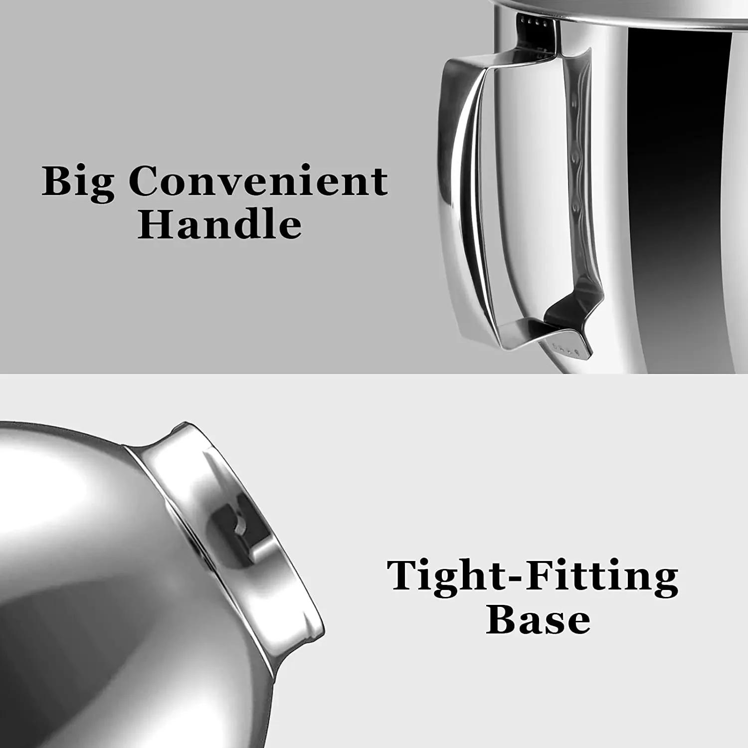 Description Picture 4 of itemStainless Steel Mixer bowl Fit for KitchenAid Artisan&Classic Series 4.5-5 QT Tilt-Head Mixer, 5 Quart Mixing Bowl with Handle.