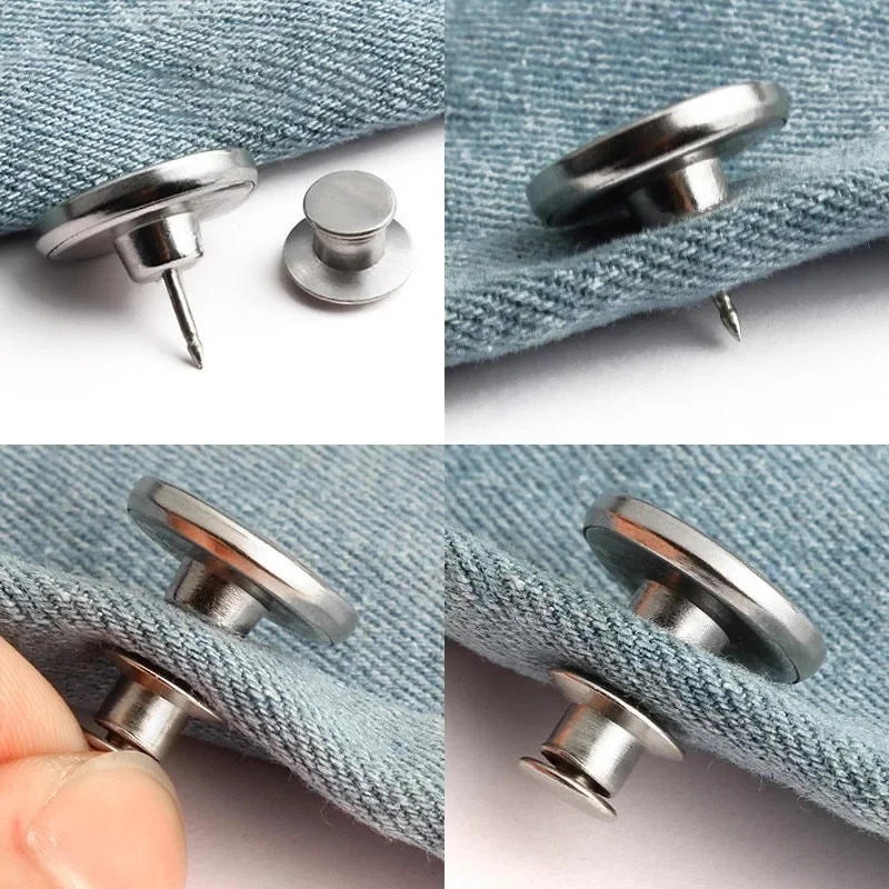 Description Picture 6 of item4/12pcs Jeans Button Pins Adjustable Detachable Pants Snap Fastener Sewing-free Metal Buckle for Loose Waist DIY Clothing Button