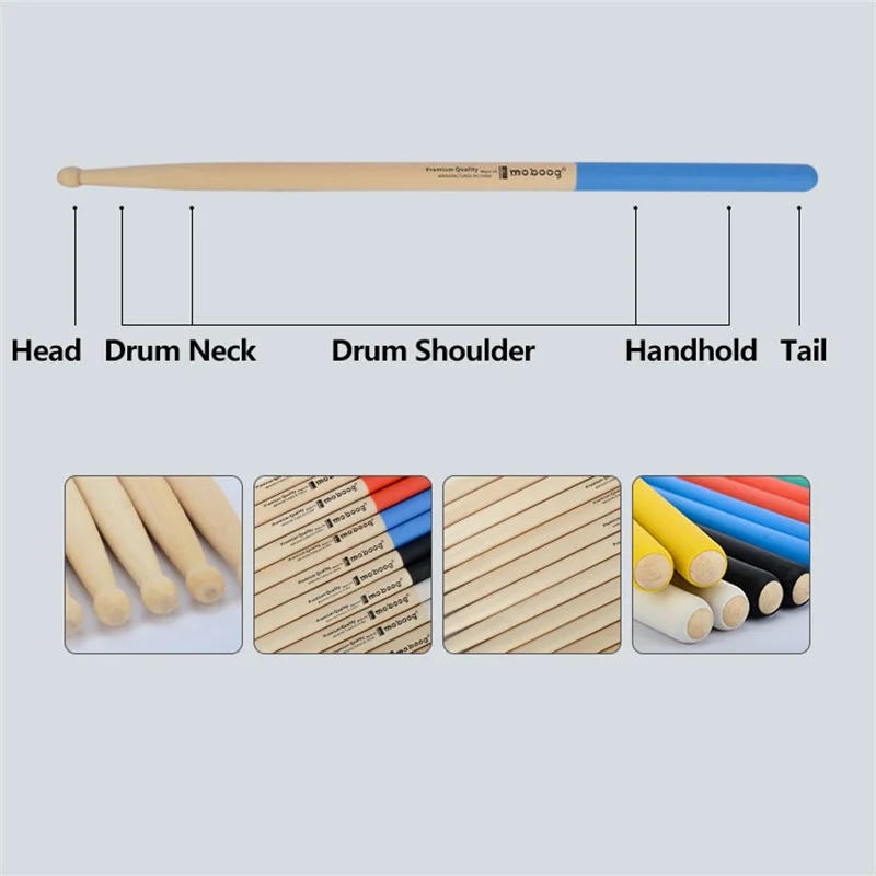 Description Picture 6 of item1 Pair Drum Sticks Maple Wood 5A 7A Colorful Non-Slip Handle Drumsticks Percussion Musical Instrument Accessories For Rock Bands