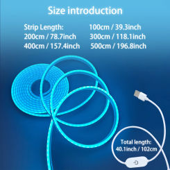 Ice Blue Led Neon Rope (100-500cm/39.3-196.8inch) Neon Light Strip, 5v Low Voltage Usb Power Supply, Flexible Neon Light Strip for Bedroom, Home, Office, Indoor and Outdoor Decoration