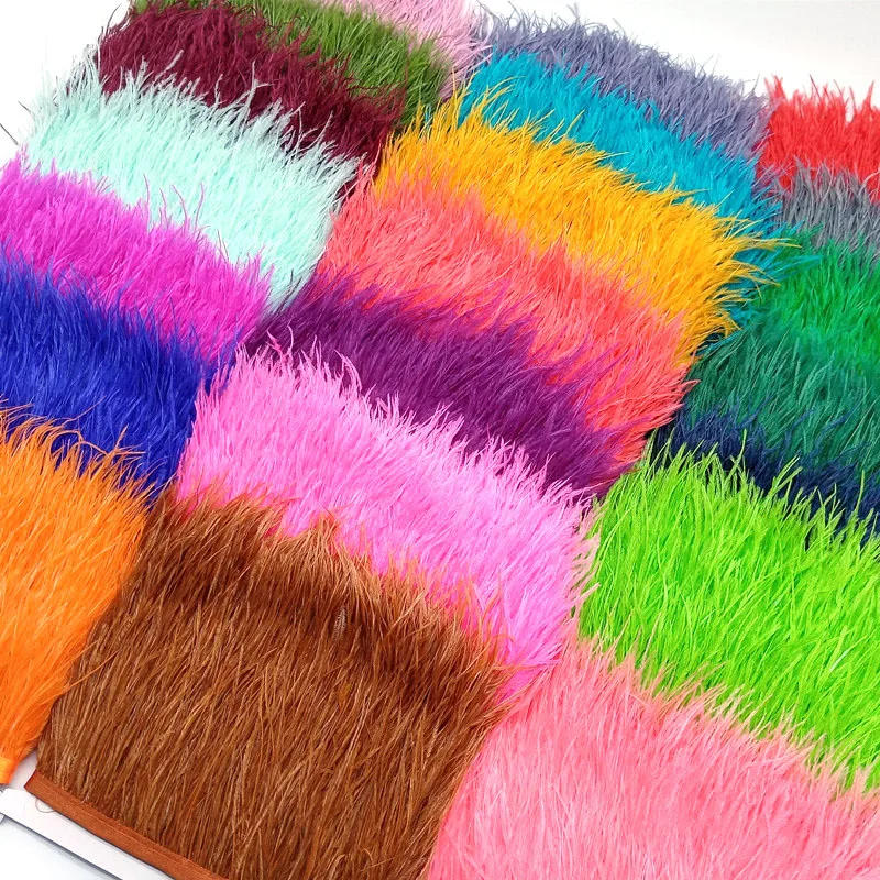 Description Picture 5 of itemWholesale 10Yard Ostrich Feathers Trim For Needlework Decorative Ribbon Sewing Fringes Clothes Wedding Dress DIY Supplies Crafts