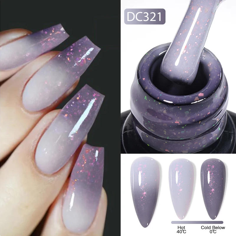 Description Picture 3 of itemMtssii 7ml Changing AurorasThermal Rubber Base Gel Nail Polish Nude Purple Glitter Sparking Long Lasting Manicure Art Varnish