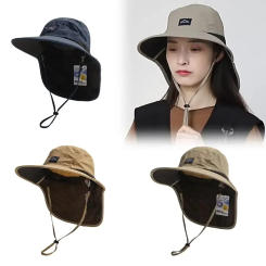 UV Protection Hat with Wide Brim Waterproof Quick-drying Panama Fisherman Cap Mesh Breathable Neck Protection Summer Hat