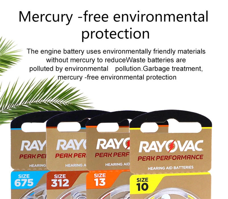 Description Picture 3 of itemHearing Aid Batteries 60PCS / 10 Cards RAYOVAC PEAK 1.45V A312 10 A13 675 PR41 Zinc Air Battery For BTE CIC RIC OE Hearing Aids