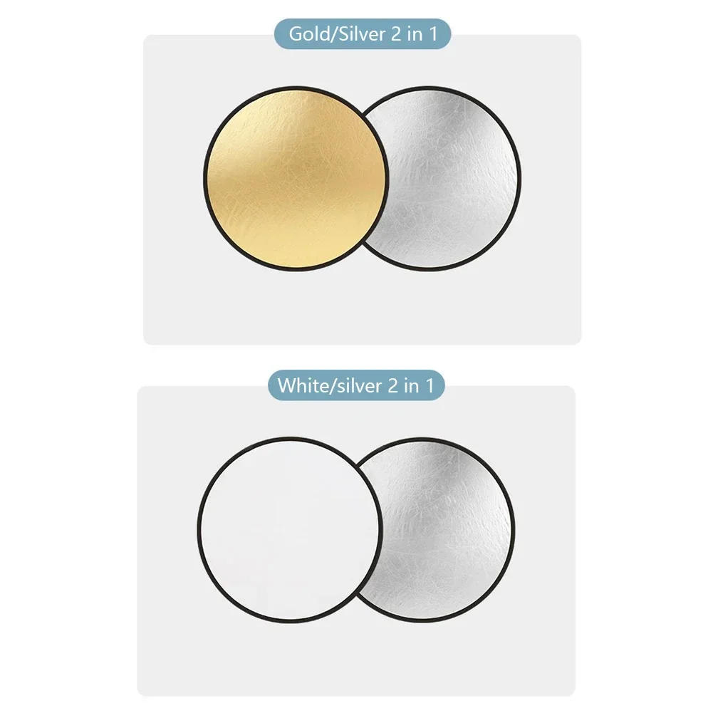 Description Picture 5 of item5 in 1 Collapsible Round Photography Reflector Photo Studio Outdoor Light Diffuser Multi-Disc with Carry Bag 30 40 80 110cm 2in1