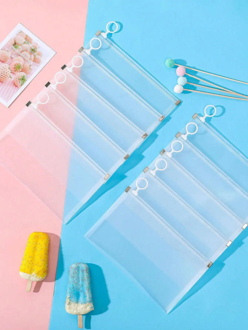 Description Picture 3 of item10pcs/20pcs translucent storage bag-daily necessities for stationery, cosmetics, travel and more durable waterproof zipper bags