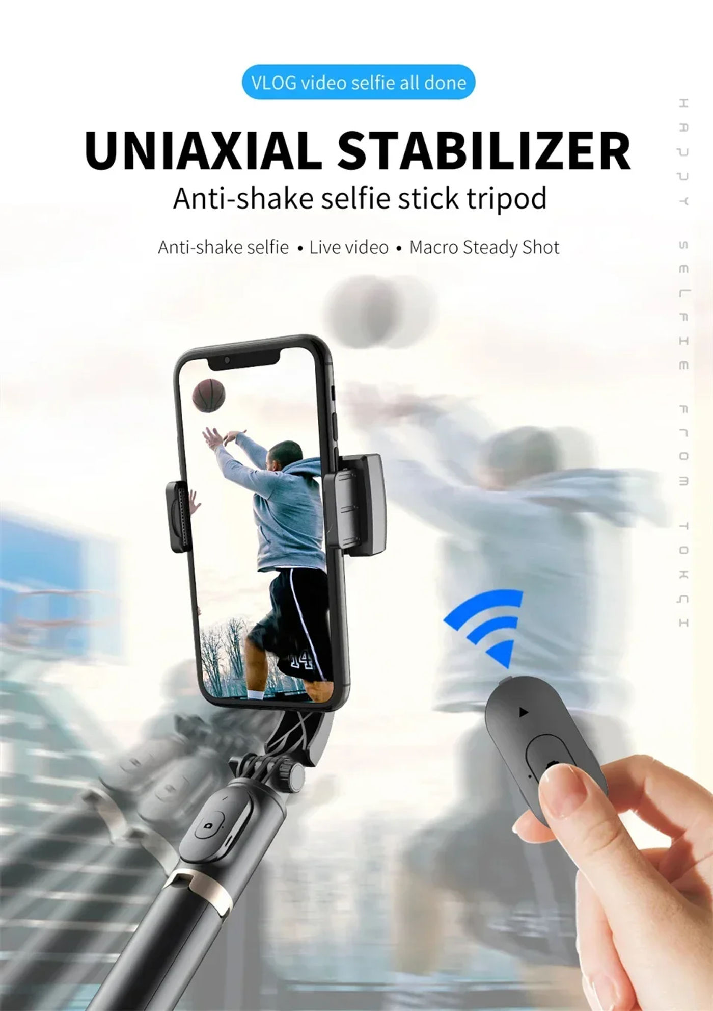 Description Picture 2 of itemQ08 Gimbal Stabilizer Mobile Phone Video Stabilizer Bluetooth Selfie Stick Tripod for Smartphone Live Vertical Shooting Bracket