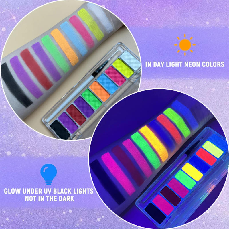 Description Picture 5 of item10 Colors Water-soluble Neon UV Luminous Face Body Painting Paste Stage Show Makeup Eyeliner Eyeshadow Glow Fluorescent