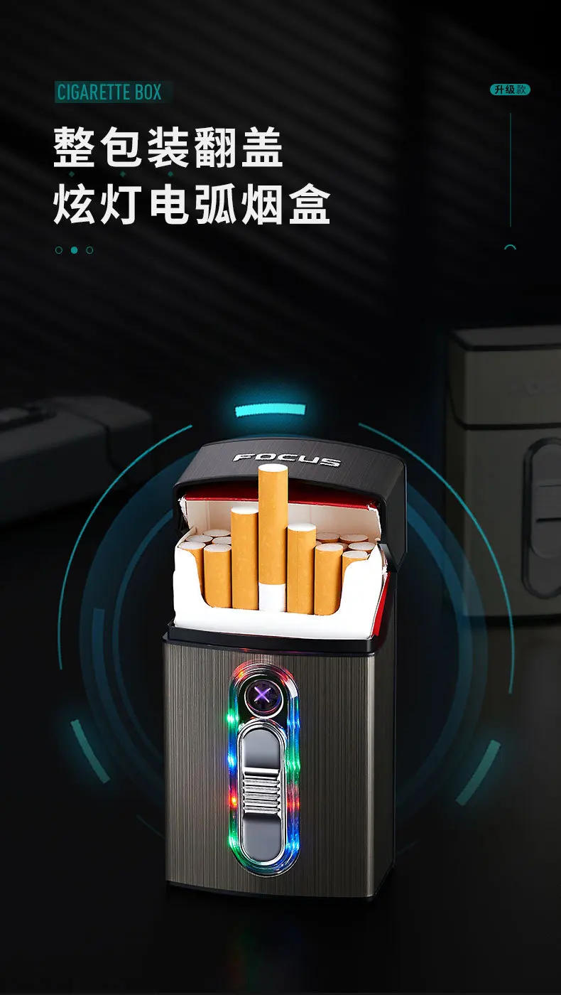 Description Picture 3 of itemType-C Rechargeable Upgraded Version Cross Double Arc Pulse Cigarette Lighter Cigarette Box Cool LED Lights 20 Pieces Cigarette