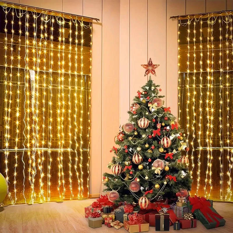 Description Picture 2 of item8 Modes LED Curtain String Fairy Lights New Year Holiday Garland Lamp for Christmas Decoration Party Wedding Navidad Decoración