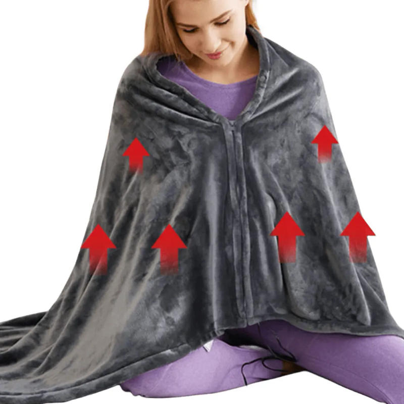 Description Picture 3 of itemUSB Electric Heated Blanket 3 Heating Levels Fleece Heated Blanket Portable Heated Blanket Cape Quickly Heated Cape Pad