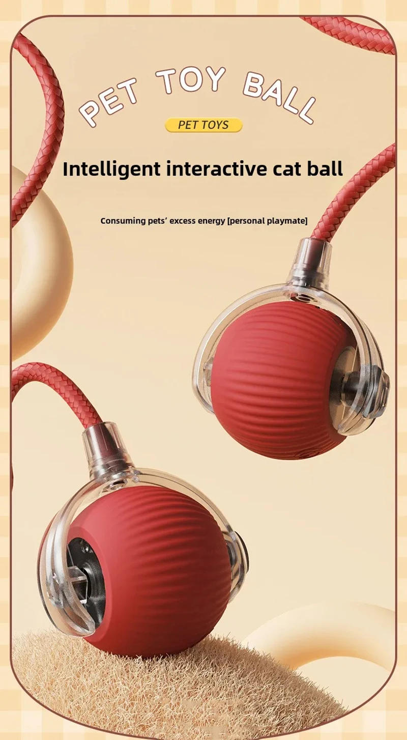 Description Picture 3 of itemCat Interactive Ball Toy Automatic Rolling Ball with Tail Rechargeable Smart Pet Interactive Toy Intelligent Mouse for Cat