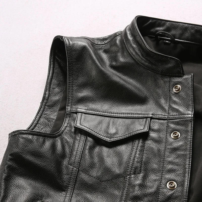 Description Picture 6 of itemFree Shipping high-end 100% Genuine Sheep Leather Coat Man Motorcycle Vests Male Waistcoat Fashion Sleeveless Jackets
