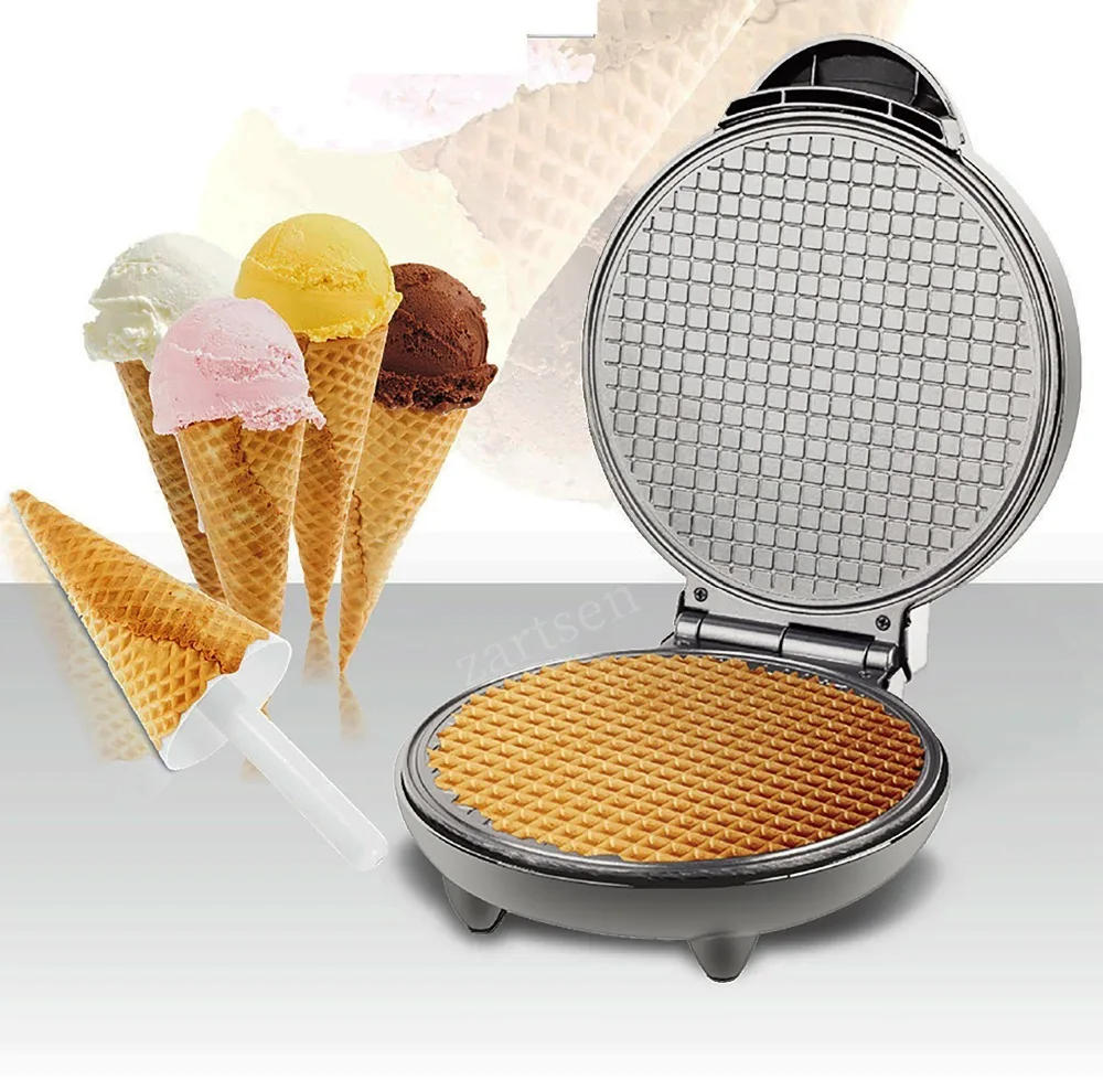 Description Picture 2 of itemElectric Crispy Egg Roll Maker Omelet Sandwich Iron Crepe Baking Pan Waffle Pancake Oven DIY Ice Cream Cone Machine EU Plug