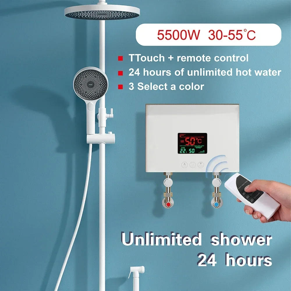 Description Picture 2 of item5500W Tankless Mini Hot Water Heater Thermostatic Washing Heating System with Digital Display for Home Kitchen Bathroom