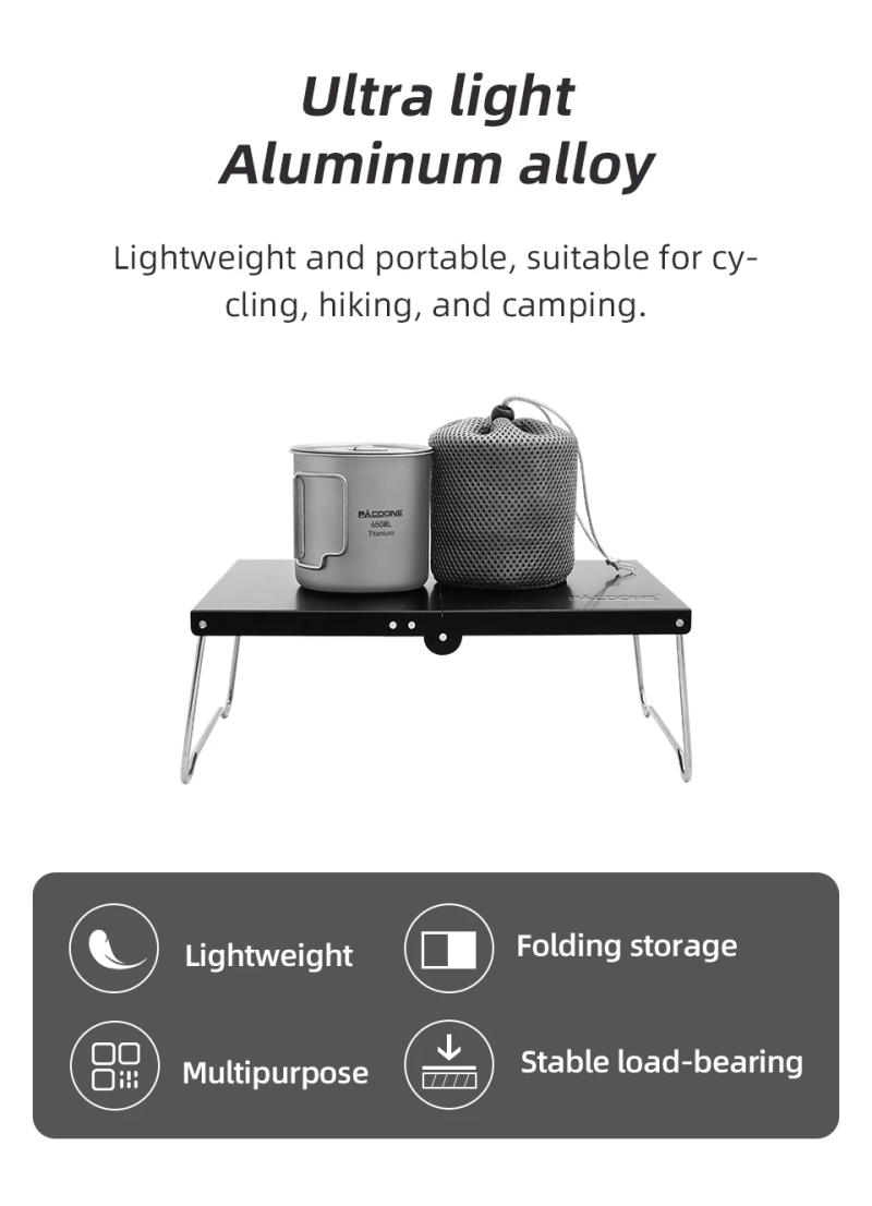 Description Picture 3 of itemPACOONE Ultralight Mini Folding Table,Outdoor Camping Table with Aluminum Alloy Material for Family Outdoor Picnic Dinner BBQ