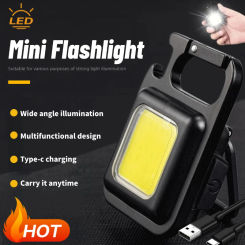 LED Flashlight Keychain Light Portable COB Keychain Light Outdoor Waterproof Camping Pocket Work Light Rechargeable Spotlights