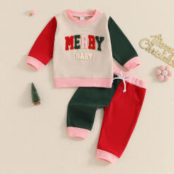 MISOWMNJOY Merry Christmas Girls Boys Clothes Set Winter Autumn 2PCS Toddler Outfit Long Sleeve Letter Tops Pants Kids Suits