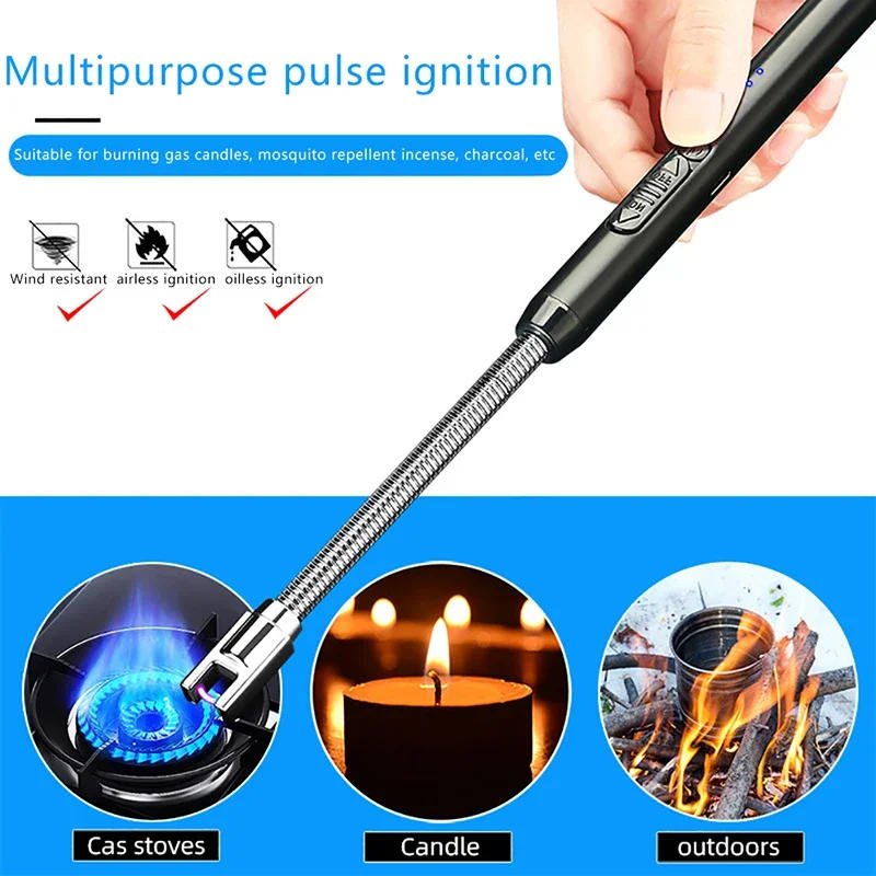 Description Picture 2 of itemWindproof Flameless Plasma Ignition BBQ Lighter, USB Long Kitchen Lighter, Candle Gas Stove Gas Lighter, 360 Â° Arc