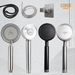 High Pressure Handheld Stainless Steel 304 Black Shower Head 1/3/5 Spray Modes Clean Tub Tile Pets ABS Plastic Showerhead Hose