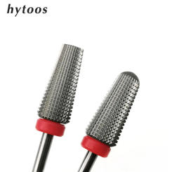 HYTOOS F Straight Cut Tapered Carbide Burr 3/32 Manicure Nail Drill Bits Milling Cutter Electric Drills Nails Accessories