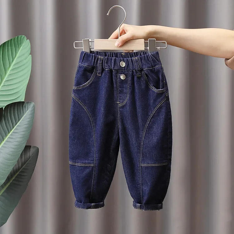 Description Picture 3 of item2025 Spring Boys' Jeans Long Pants Spring and Autumn Children's Wear Haren Pants Medium and Small Children's Loose Fat Pants