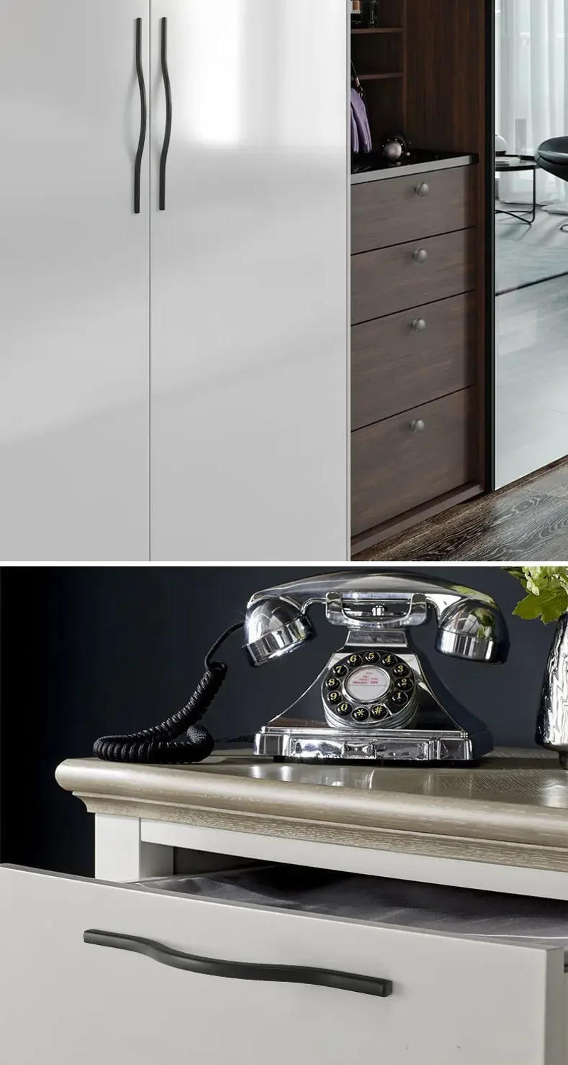 Description Picture 4 of itemHigh-end Wardrobe Handles Light Luxury Modern Minimalist Cabinets Black Gold Drawers Long Handles Cabinet Doors Wardrobe Door