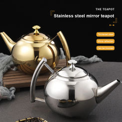 1L/1.5L/2L Polished Stainless Steel Teapot Tea Pot Coffee With Tea Leaf Filter Infuser Pot Induction Cooker Teapot Accessory