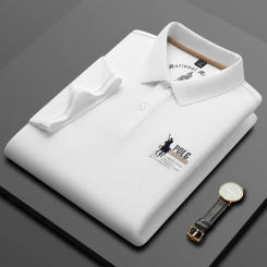 Men's Short-Sleeved T-shirt Polo Shirt Pure Cotton 2024 Summer New Classic Business Middle-Aged Embroidered Top