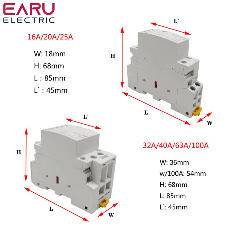 Description Picture 5 of item2P/4P 16-100A AC 220V DC 12V/24V 50/60Hz Din Rail Household AC Modular Contactor Switch Controller DIY Smart Home Hotel