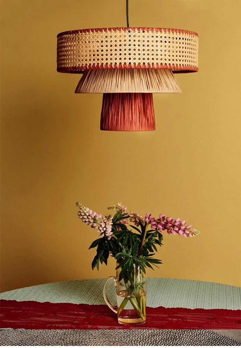 Description Picture 2 of itemNordic Natural Rattan Pendant Lights Bar Lighting Bedroom Bedside Living Room Restaurant Hanging Lamp Home Decor Art Chandeliers