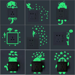 Cartoon Luminous Switch Sticker Star Cat Butterfly Love Heart Wall Stickers for Kids Bedroom Home Decoration