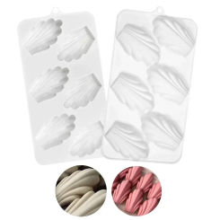 Silicone DIY 6 Hole Madeleine Design Chocolate Mousse Mould Shell Flower Cake Mold French Dessert Cake Decorating Bakeware