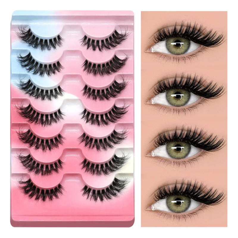 Description Picture 5 of itemGROINNEYA False Eyelashes Wispy Lashes Natural Look Fake Eyelashes Cat Eye Lashes Faux Mink Fluffy Strip False Lashes Makeup